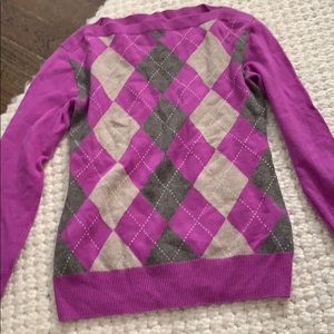 Beautiful purple and gray cashmere argyle sweater